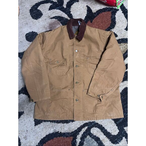 Vintage sz XL Carhartt Blanket Lined Jacket Corduroy Collar Muleskin 80’s - Picture 3 of 16